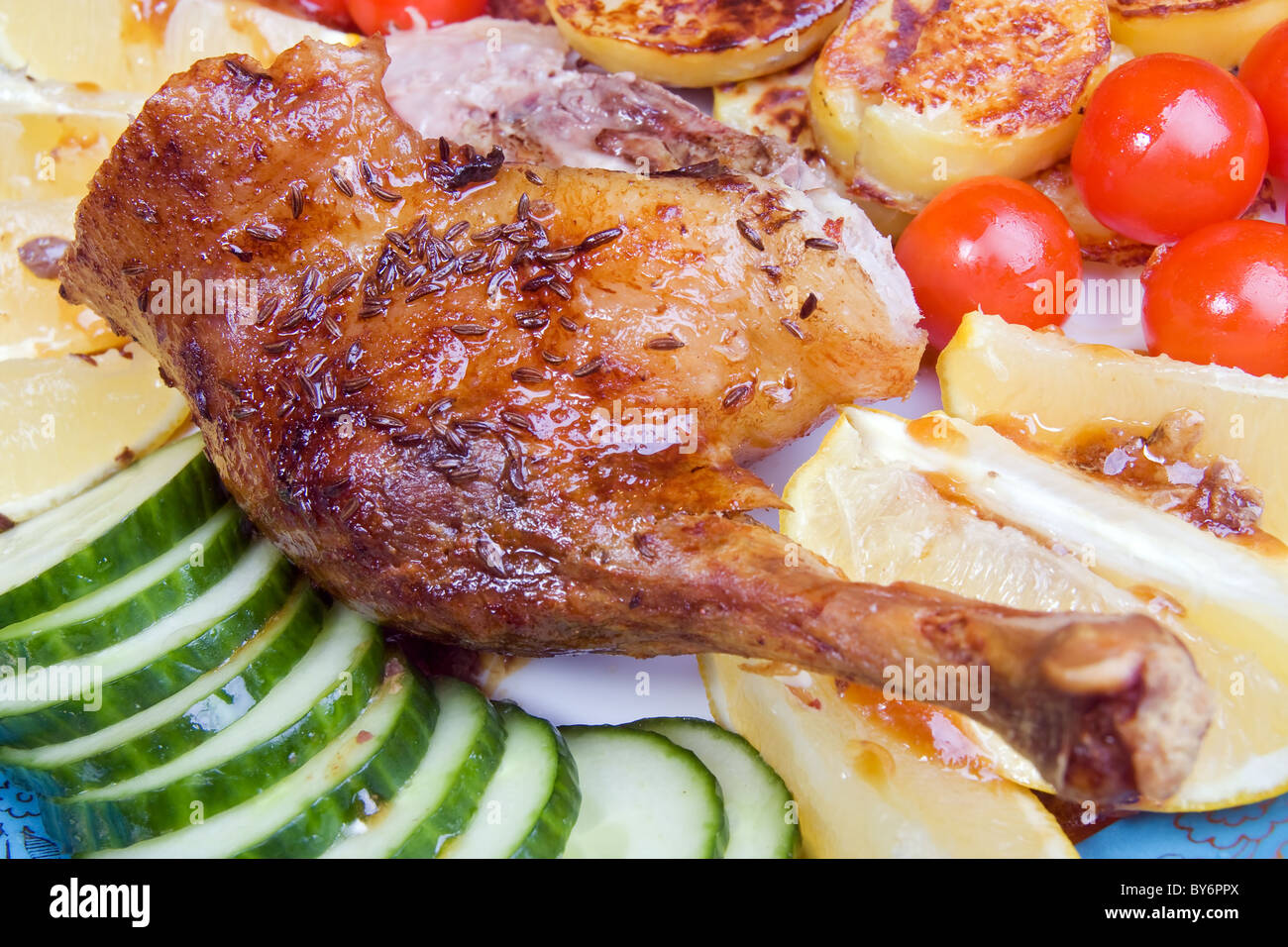 Roasted duck leg Stock Photo - Alamy
