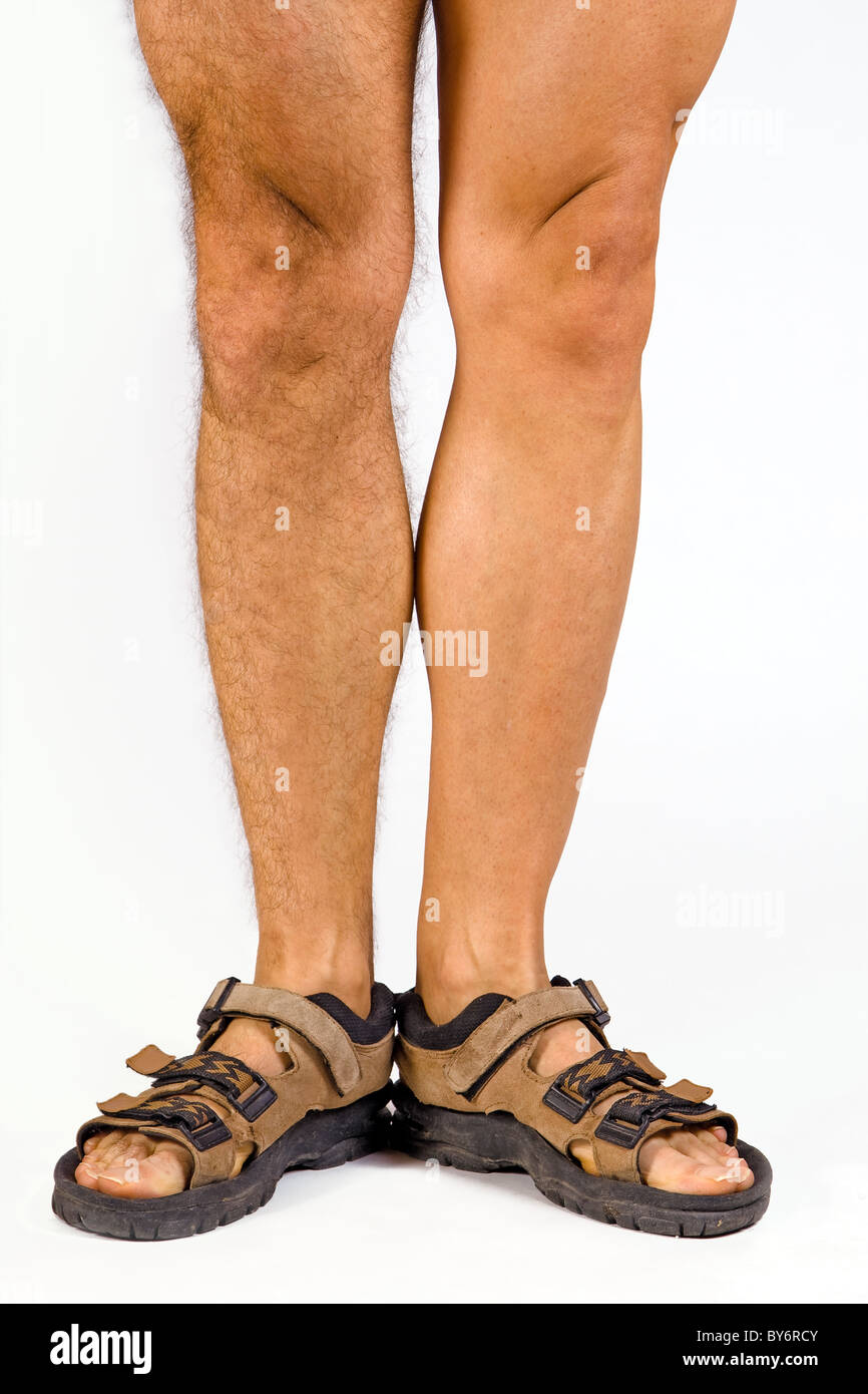 man with a half-shaved legs Stock Photo - Alamy