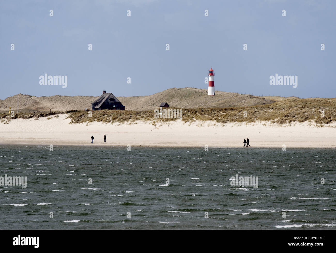 Elbow peninsula and List East lighthouse, Sylt, Schleswig-Holstein, Germany Stock Photo