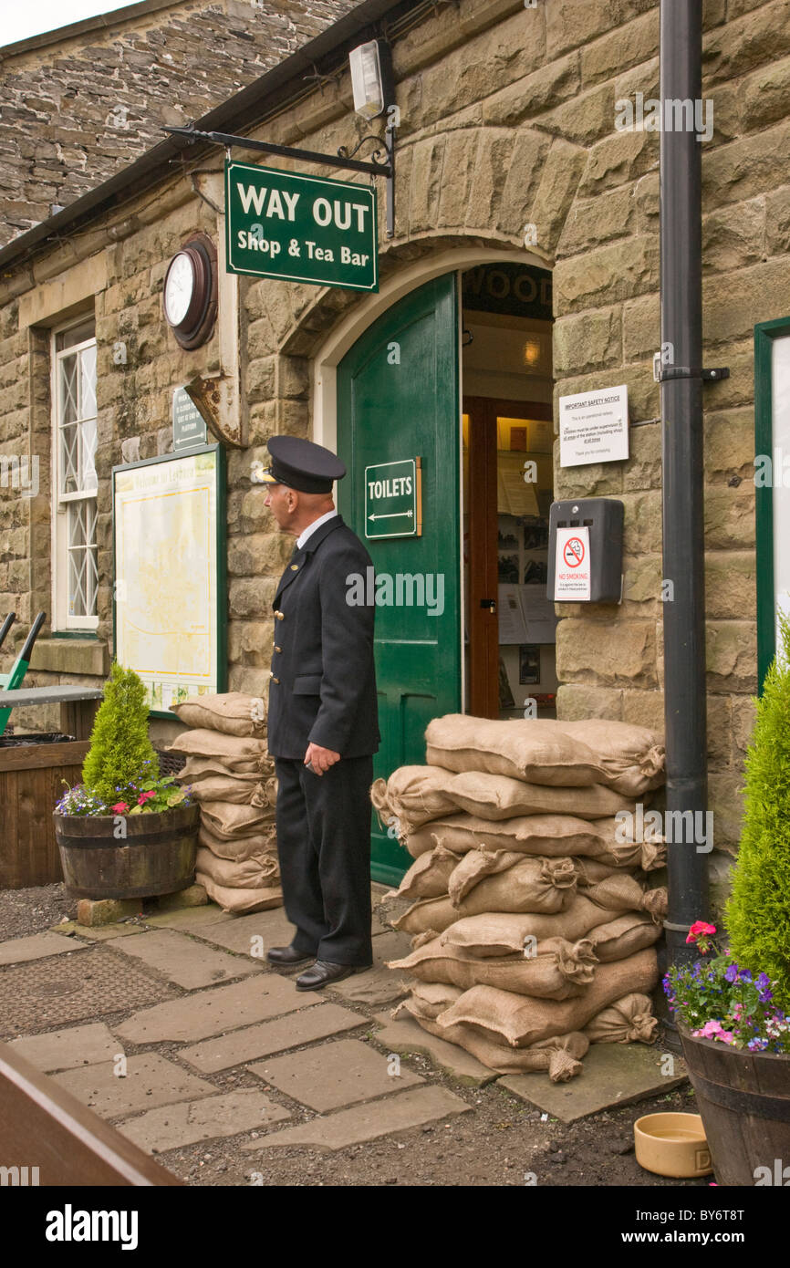 1940's re-enactment weekend at Leyburn, North Yorkshire. The picture shows the Station Master at Leyburn Railway station. Stock Photo