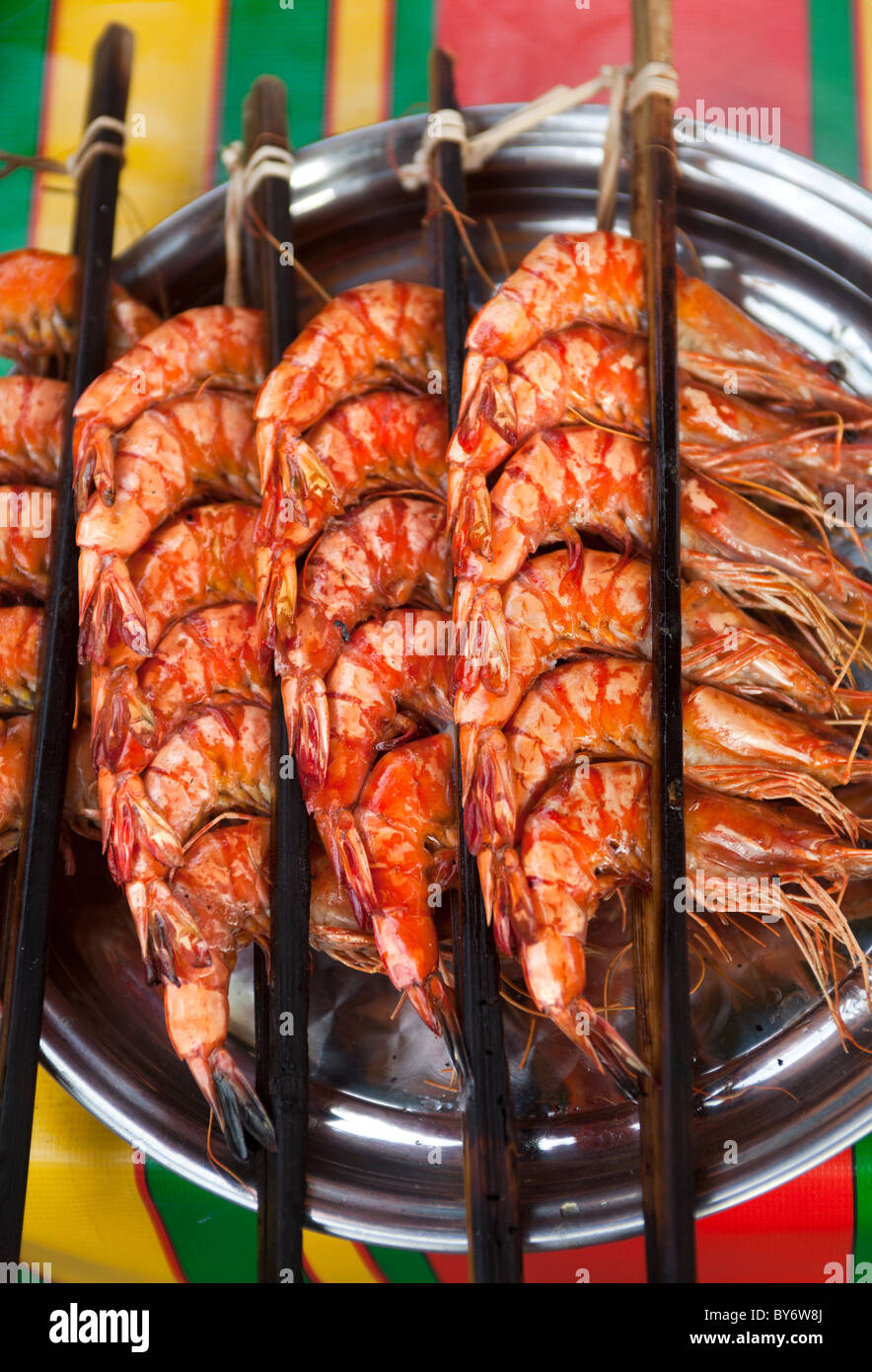 Barbecued Prawns Stock Photo