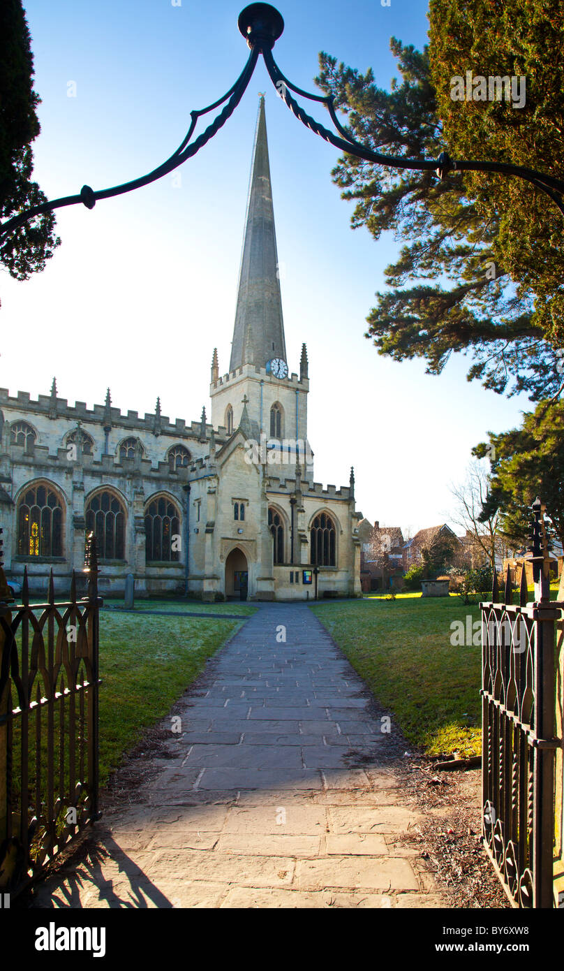 The perpendicular church of St James in the typical English provincial county town of Trowbridge, Wiltshire, England, UK Stock Photo