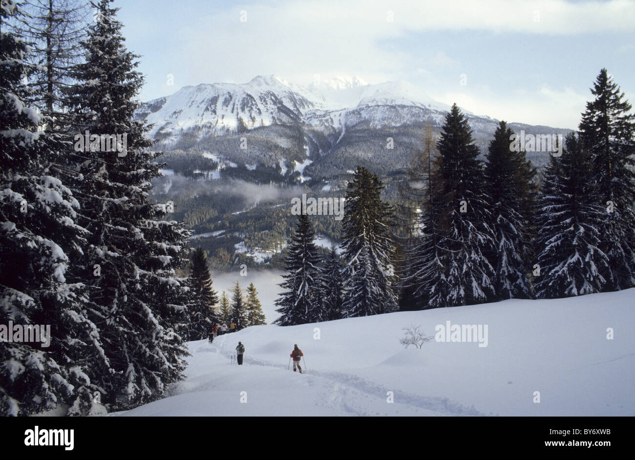 Winter hiking, Winter landscape, Wenns, Jerzens, Pitztal, Tyrol, Austria Stock Photo
