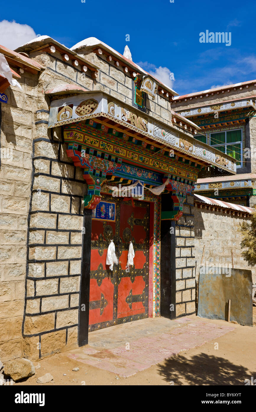 Entrance to house in Tibetan village on the road from Lhasa Airport at