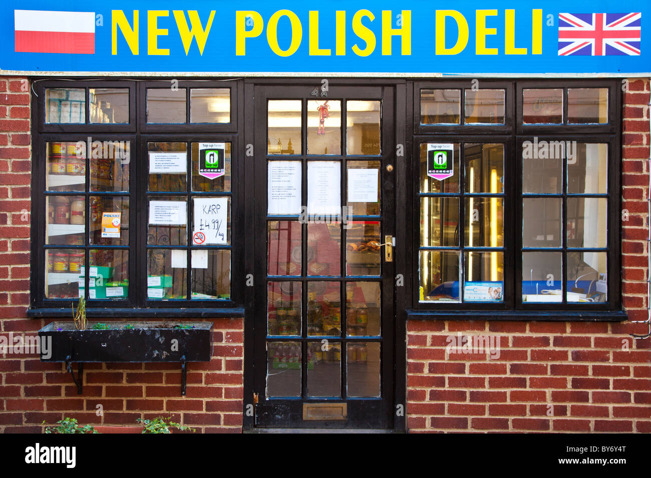 A typical Polish delicatessen or grocery shop in the English provincial town of Trowbridge