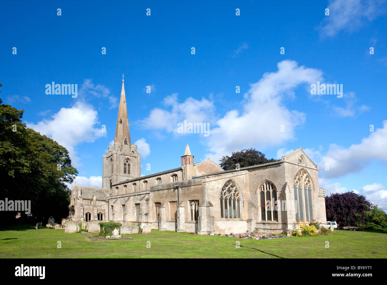 St Leonards church in Levrington on a bright summers day close to the town of Wisbech in Cambridgeshire Stock Photo