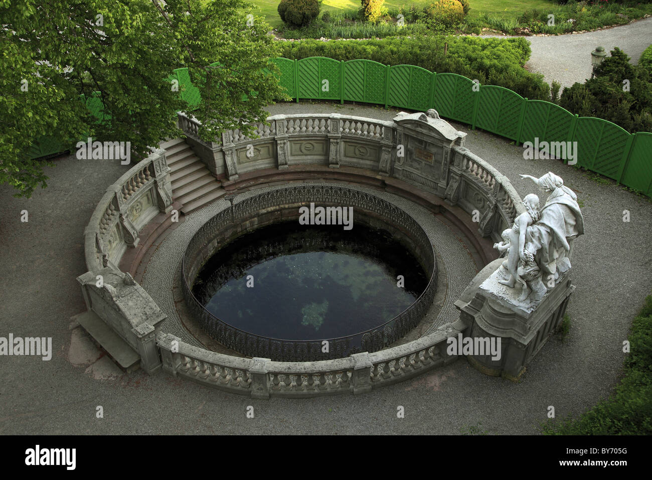 Sculpture at the Donau springs near Fuerstenberg castle, Donaueschingen, Black Forest, Danube river, Baden-Wuerttemberg, Germany Stock Photo