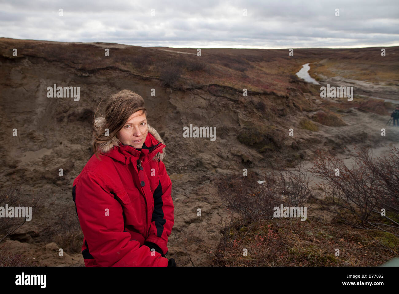 Yamal Peninsula , Western Siberia , Russia . Greenpeace campaigner Climate change Stock Photo