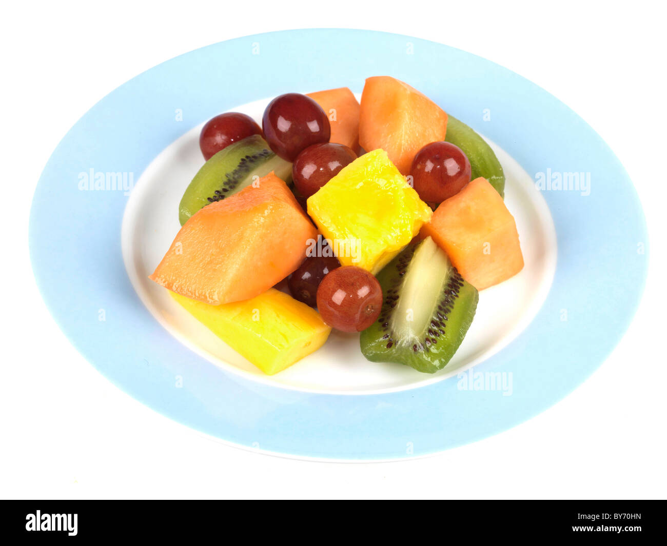 Fresh Healthy Tropical Fruit Salad Against A White Background With A Clipping Path And No People Stock Photo