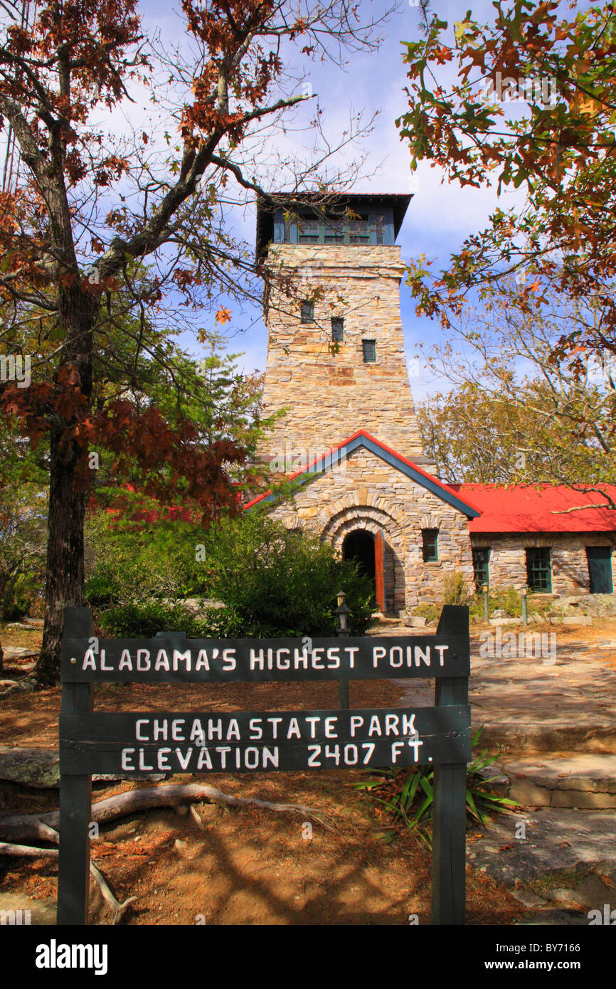 Bunker Observation Tower, Cheaha State Park, Delta, Alabama, USA Stock