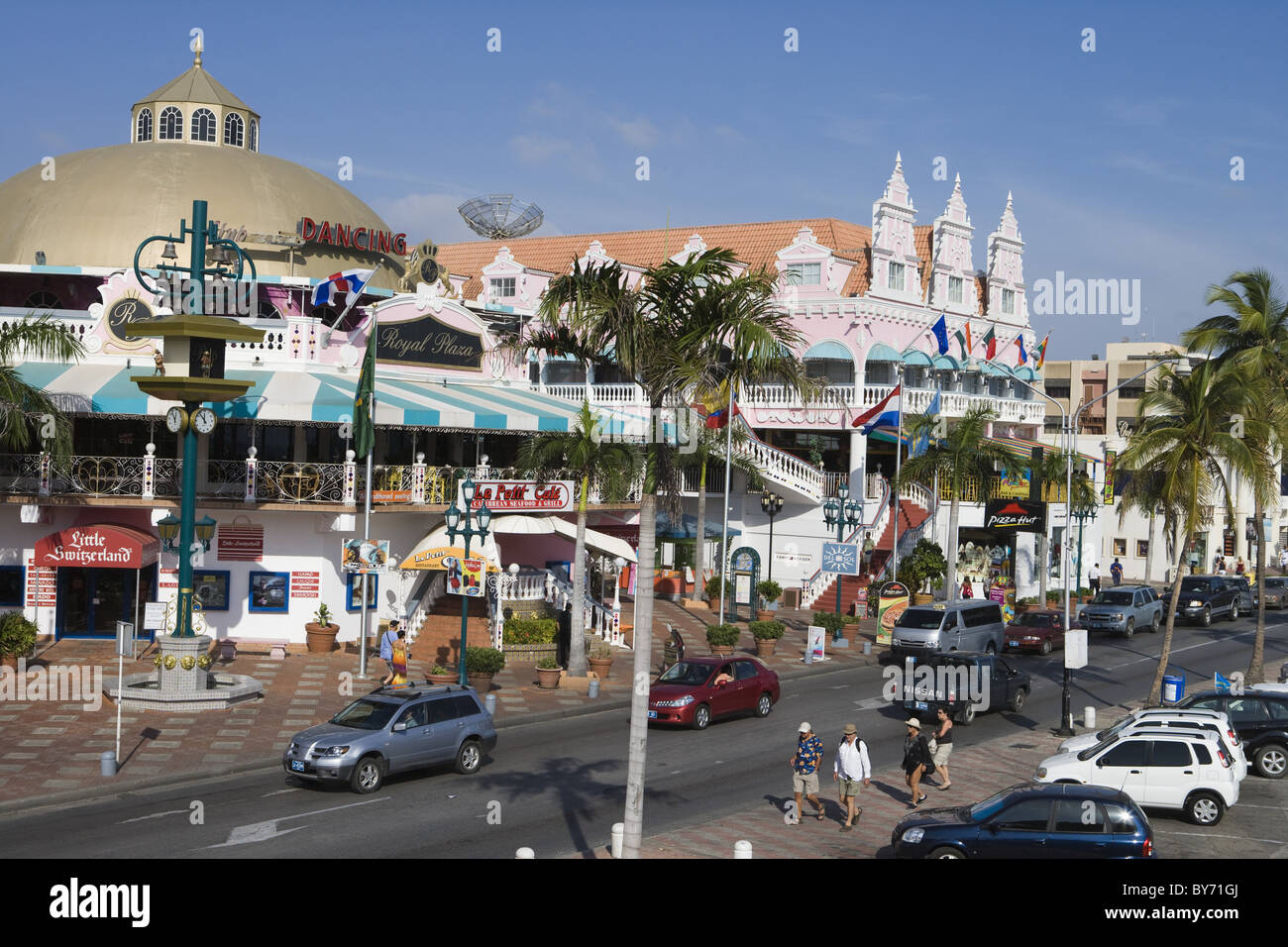 Colorful Dutch-influenced architecture, Oranjestad, Aruba, Dutch Caribbean Stock Photo