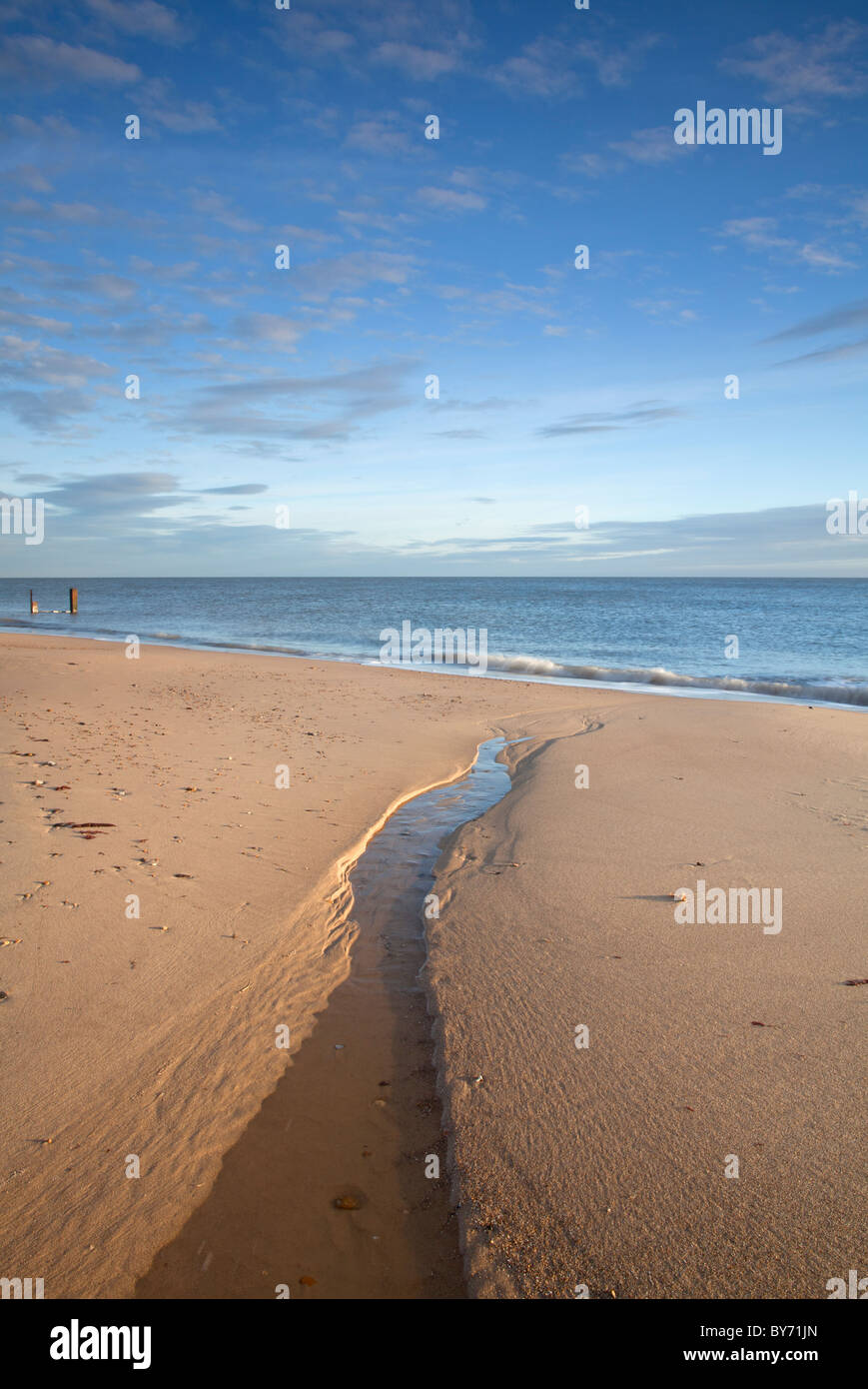 Horsey beach captured at first light on the Norfolk Coast Stock Photo