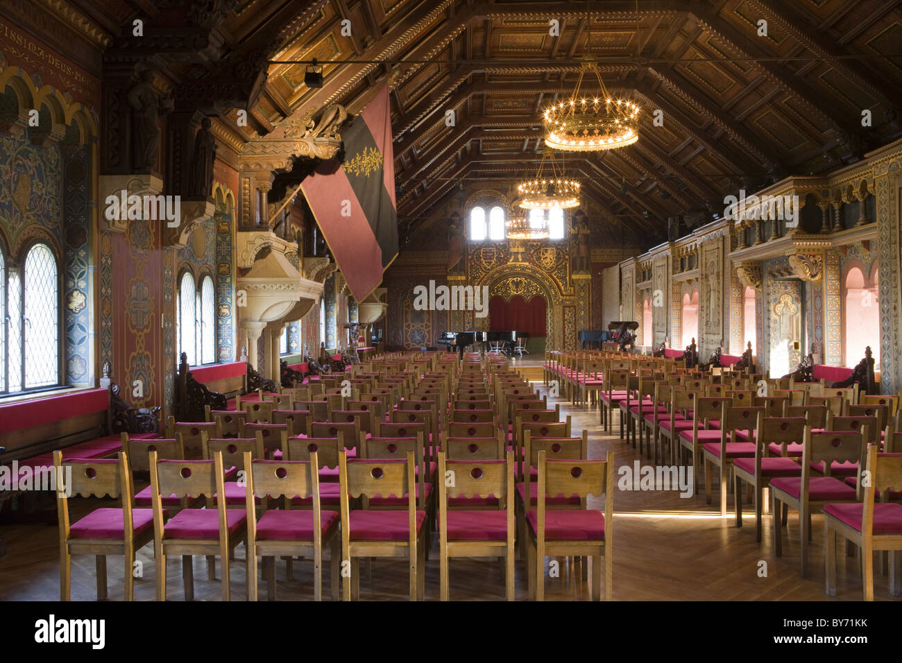Festsaal festival hall in Wartburg medieval castle, Eisenach, Thuringia, Germany, Europe Stock Photo