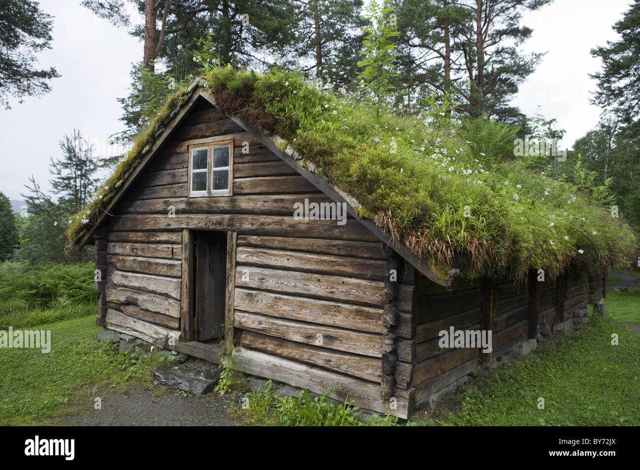 Grass Roof on Traditional House at Sunnmore OpenAir Museum, Alesund