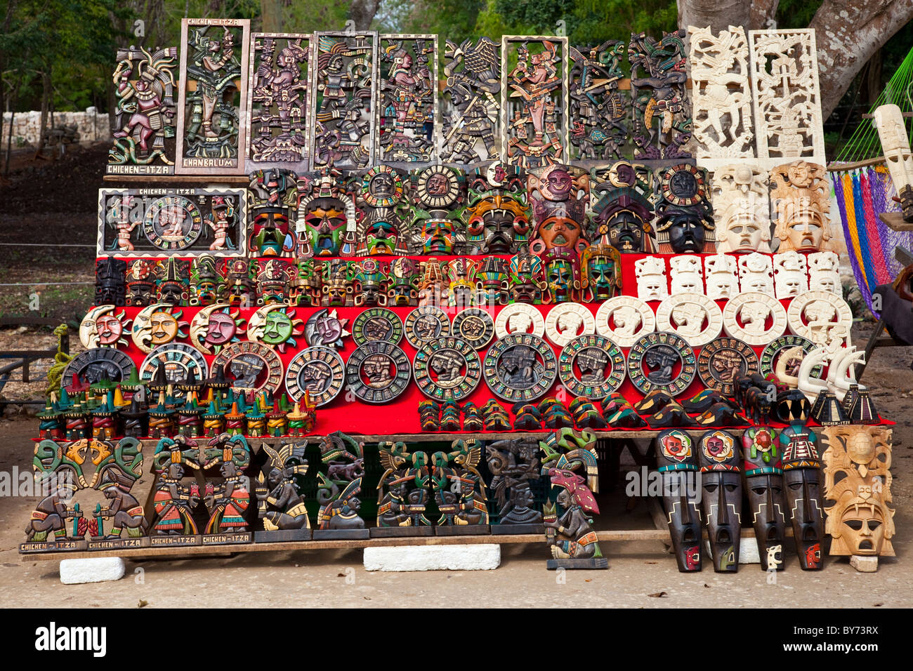 Mayan style souvenirs at Chichen Itza, Mexico Stock Photo - Alamy