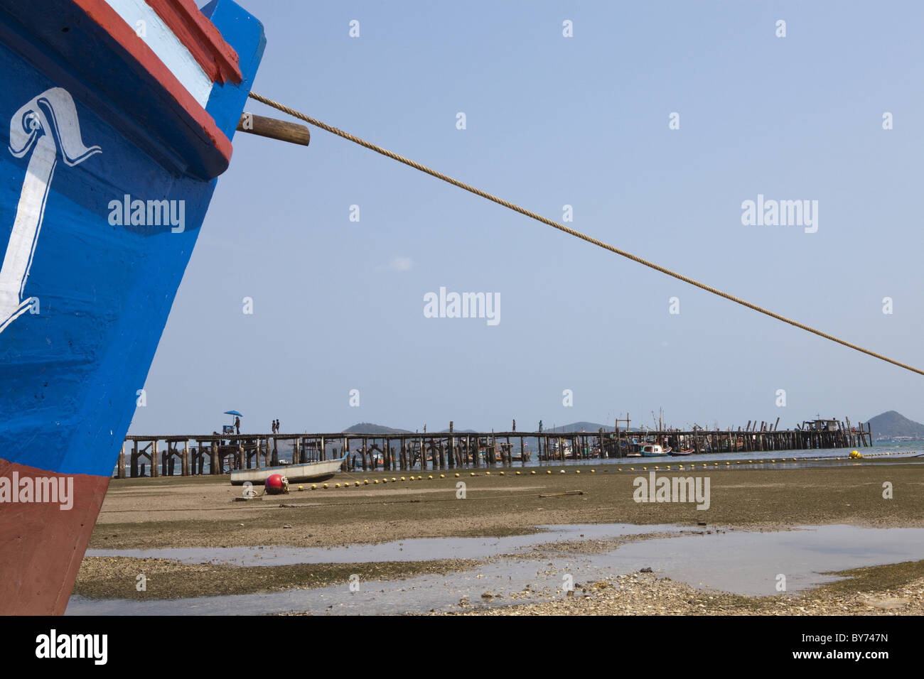 Jetty with fishing boats in the harbour of Sattahip near Pattaya, Chonburi Province, Thailand