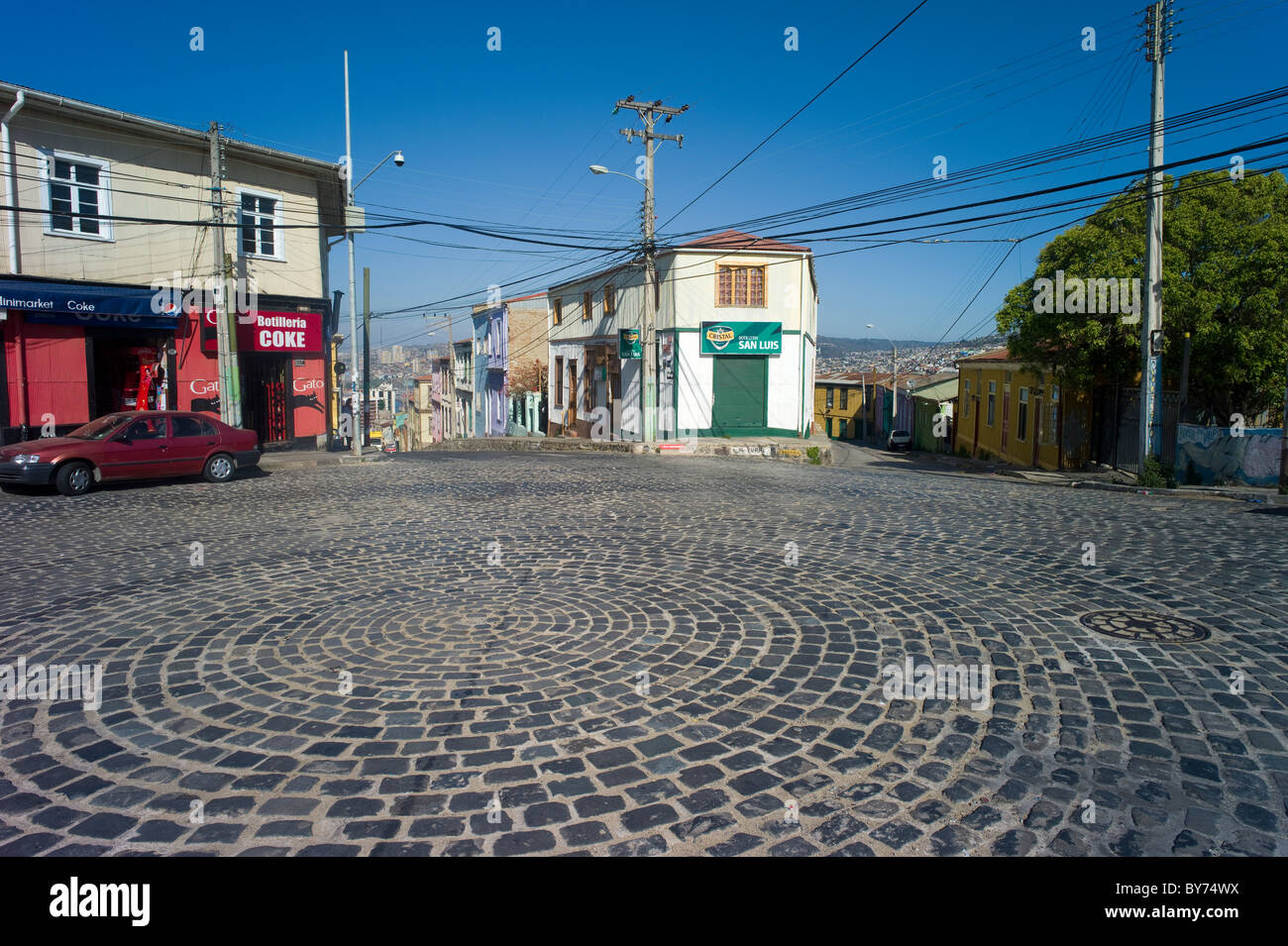 Neighborhood of Valparaiso, Chile Stock Photo