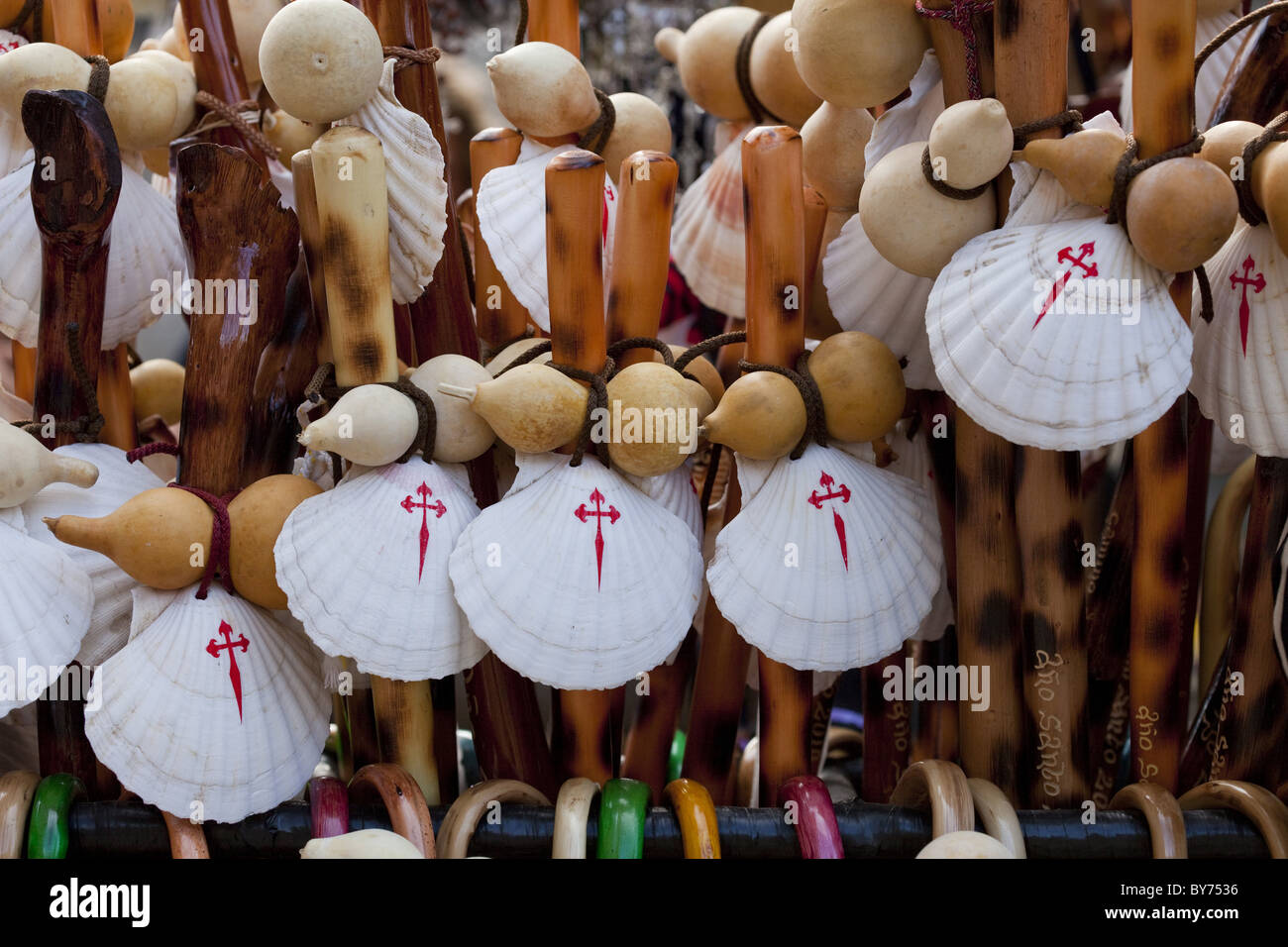 Souvenirs in front of the cathedral of Santiago de Compostela, Camino