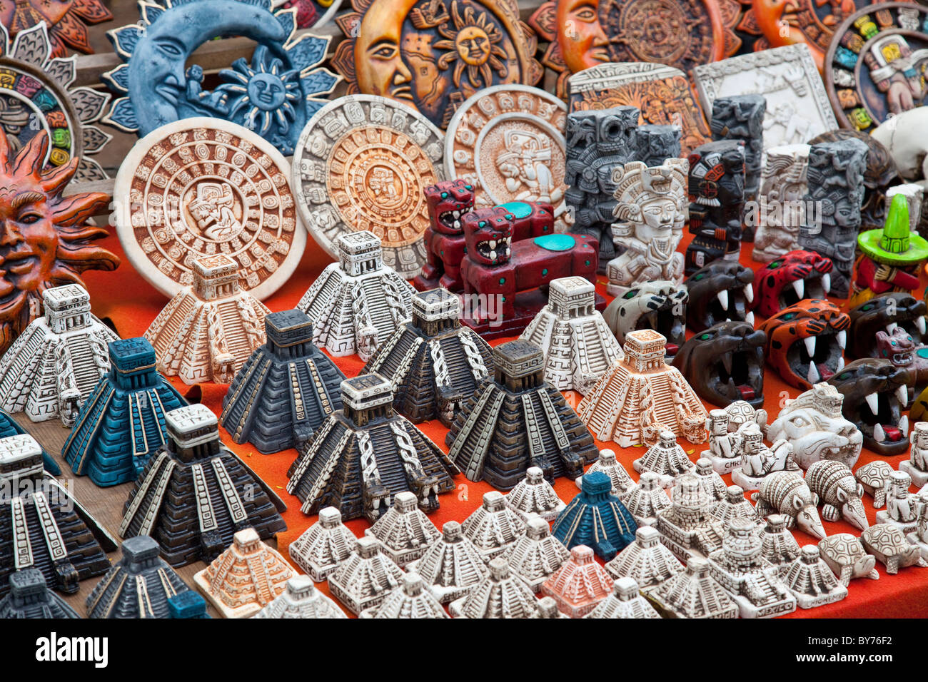 Mayan souvenirs, Chichen Itza, Mexico Stock Photo