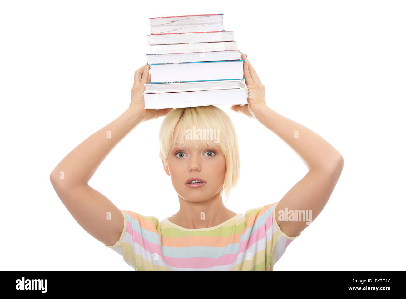 Young student girl isolated on white background Stock Photo - Alamy