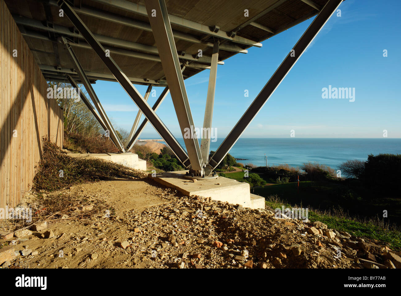 The foundations of Cliff Hall, the Leas, Folkestone, Kent, England, UK. Stock Photo
