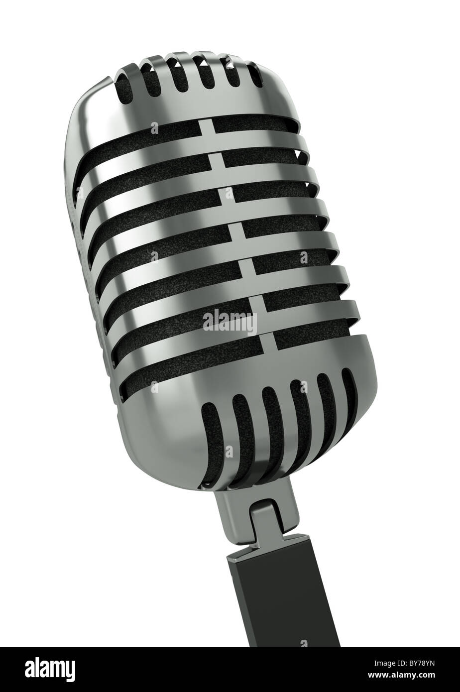 Old style microphone isolated on a white background. 3D render. Stock Photo