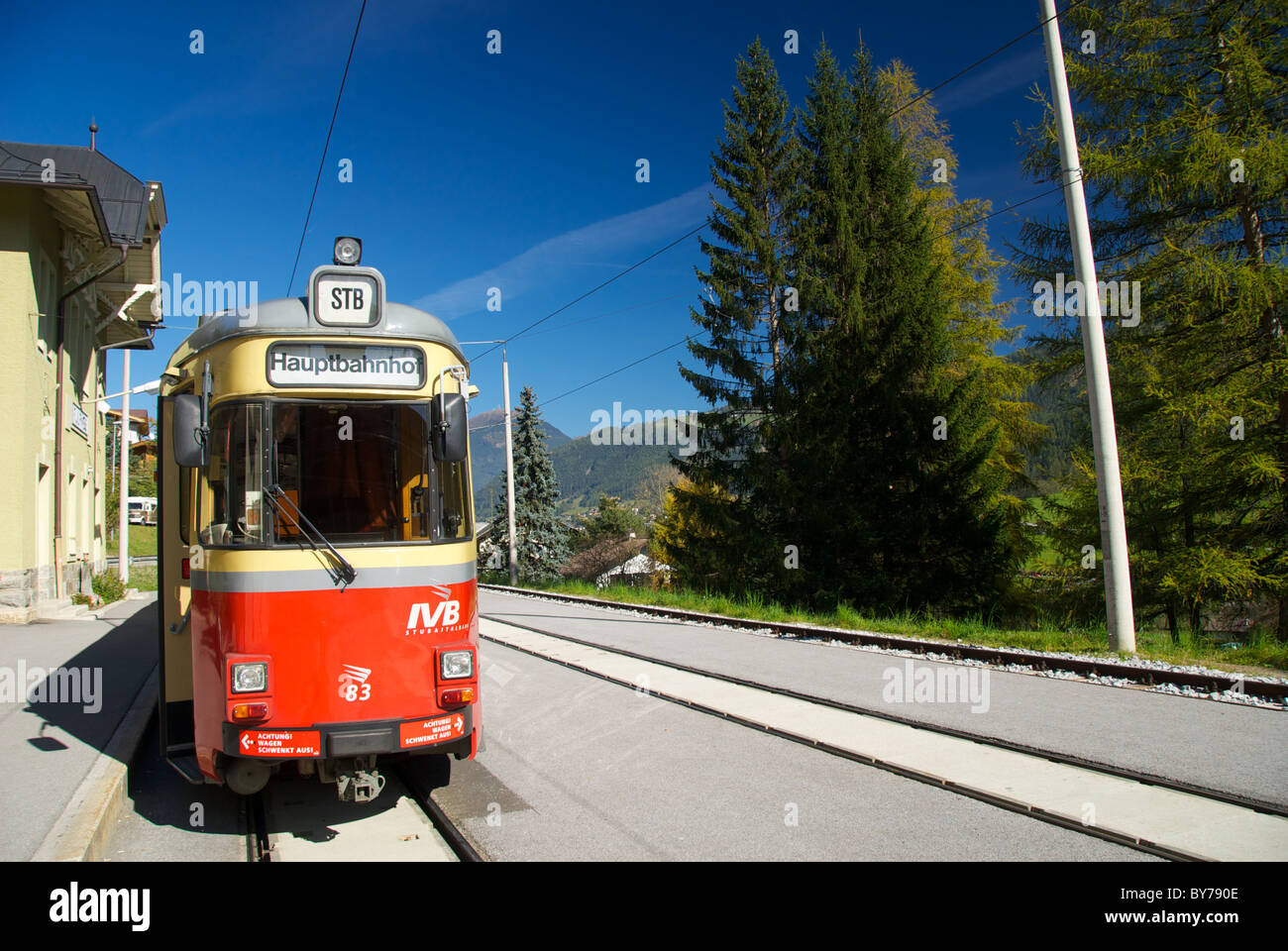 Stubai Vallay tramway in Fulpmes Stock Photo