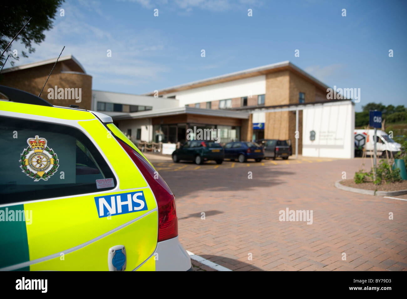 NHS ambulance at cullompton integrated health centre Stock Photo