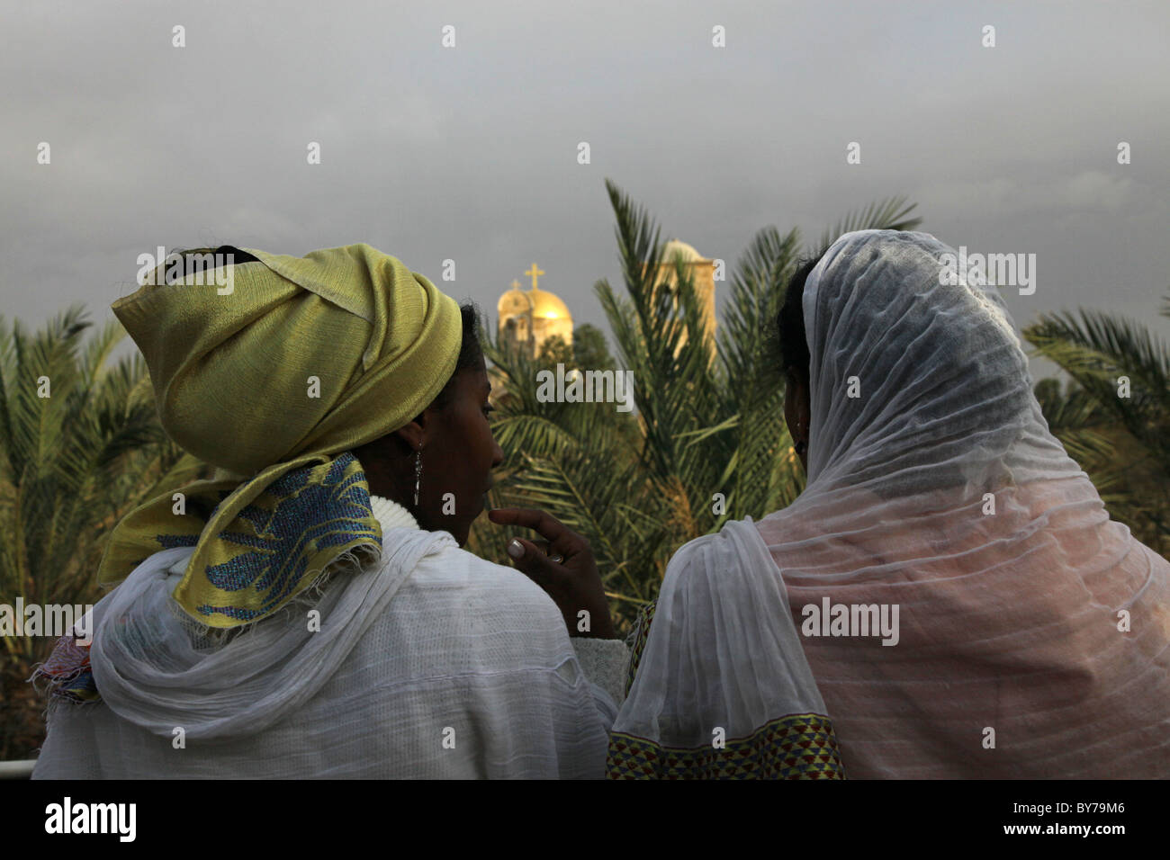 Members of the Eritrean Christian Orthodox community at the baptismal