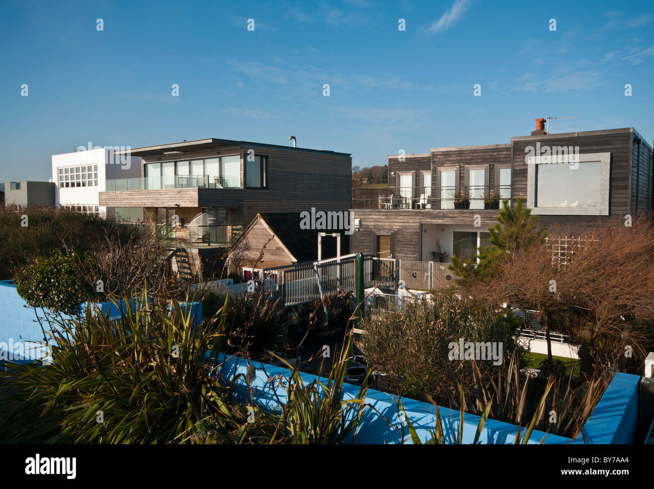 Beachfront Houses Pett Level East Sussex England Stock Photo Alamy