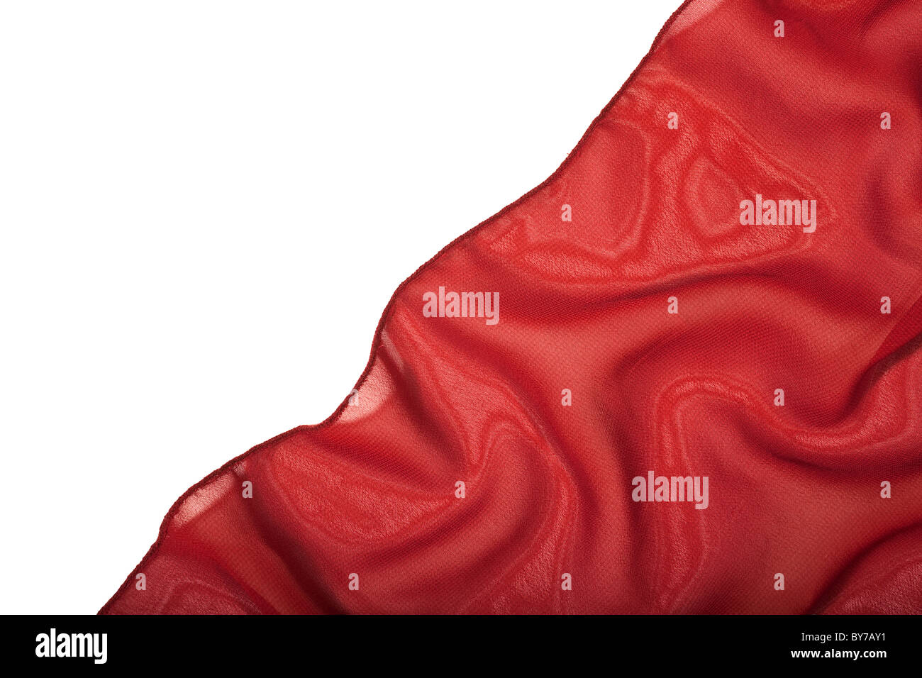 piece of red silk isolated on white background Stock Photo