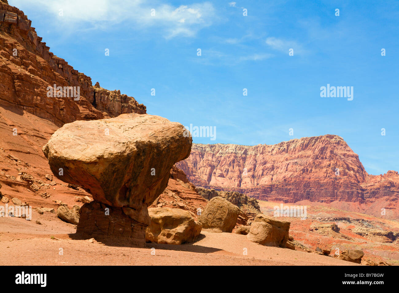Balancing rock in Lees Ferry Arizona Stock Photo