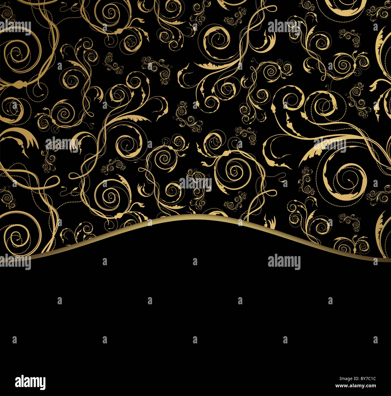 Decorative black and gold background with ornament Stock Photo - Alamy