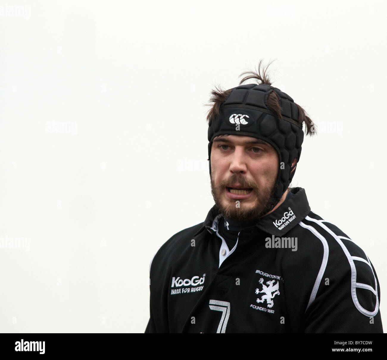 rugby player looking determined Stock Photo