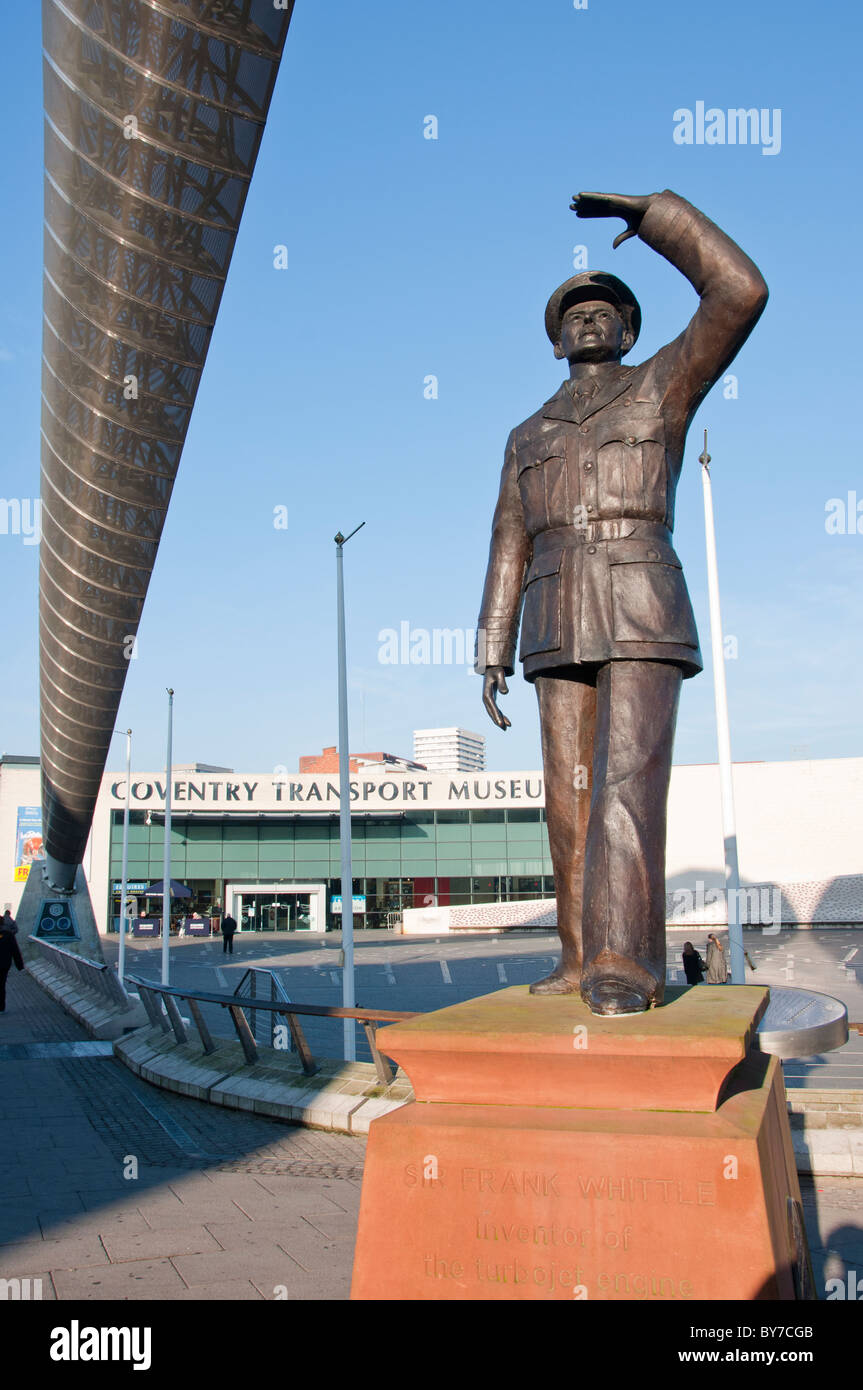 Sir Frank Whittle statue and Whittle Arch outside the Transport Museum