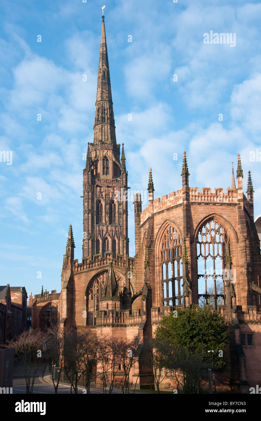 Ruins of old Coventry Cathedral in Coventry, Warwickshire, Midlands England, United Kingdom. Stock Photo