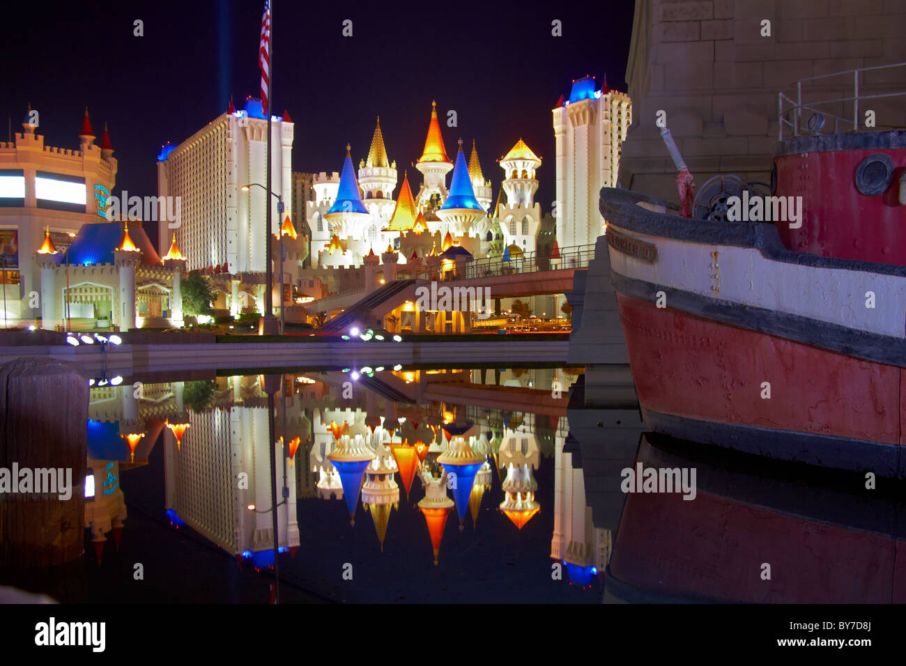 Excalibur Hotel Casino - Night Scene - Las Vegas Stock Photo