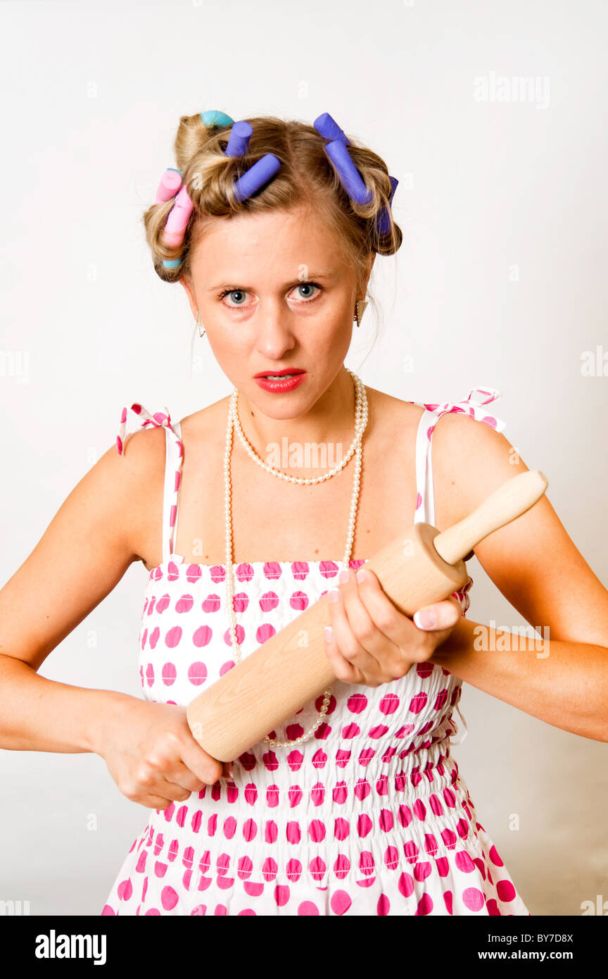 house angry wife Stock Photo