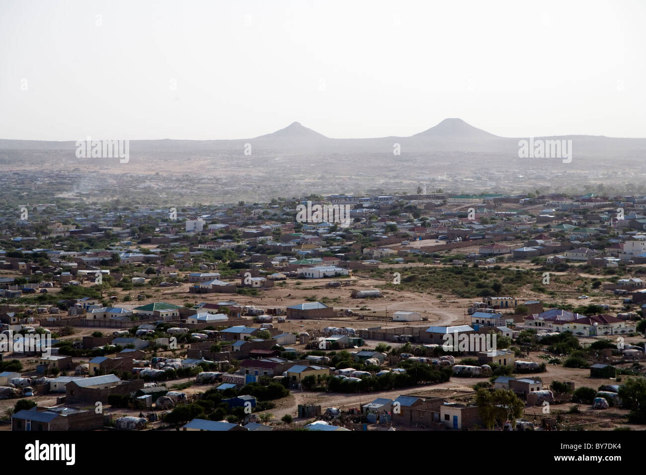 View of Hargeysa, capital of Somaliland with Naasa Hablood Hills in the background, Africa Stock Photo