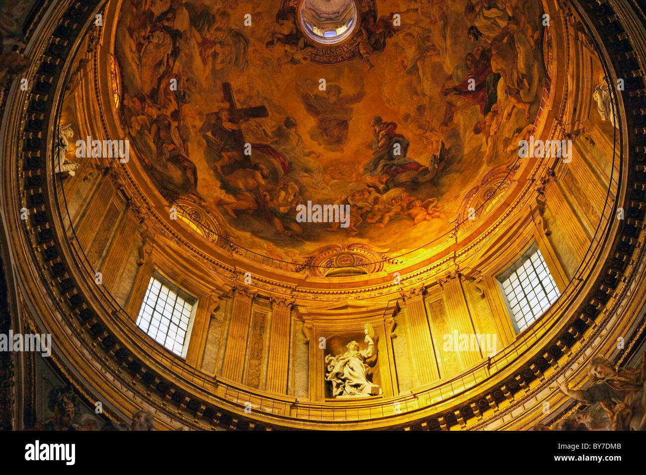 Chiesa del Gesu Church Golden Dome Cupola Rome Italy Stock Photo