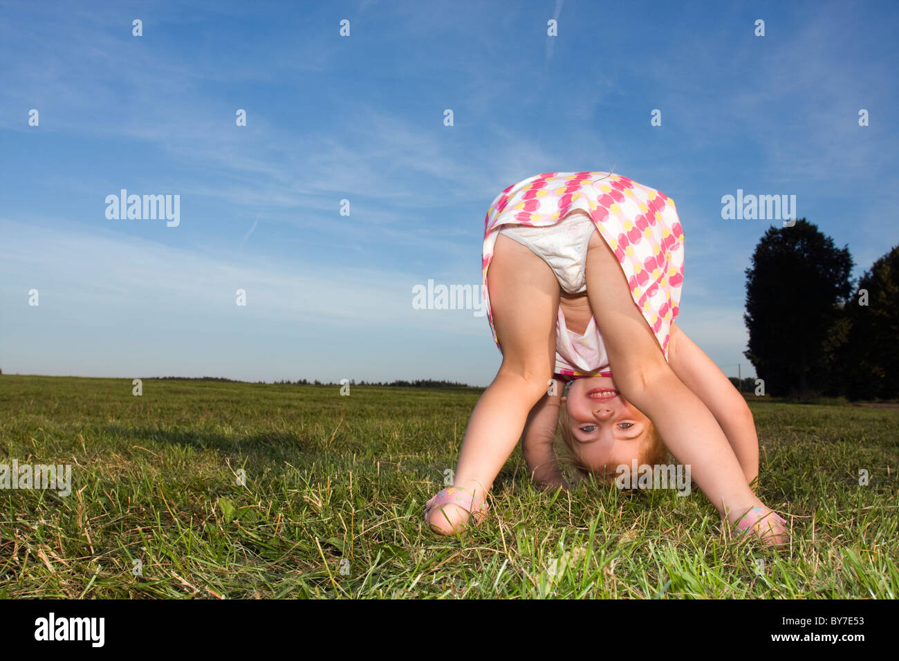 Girl, 3 years, outside Stock Photo