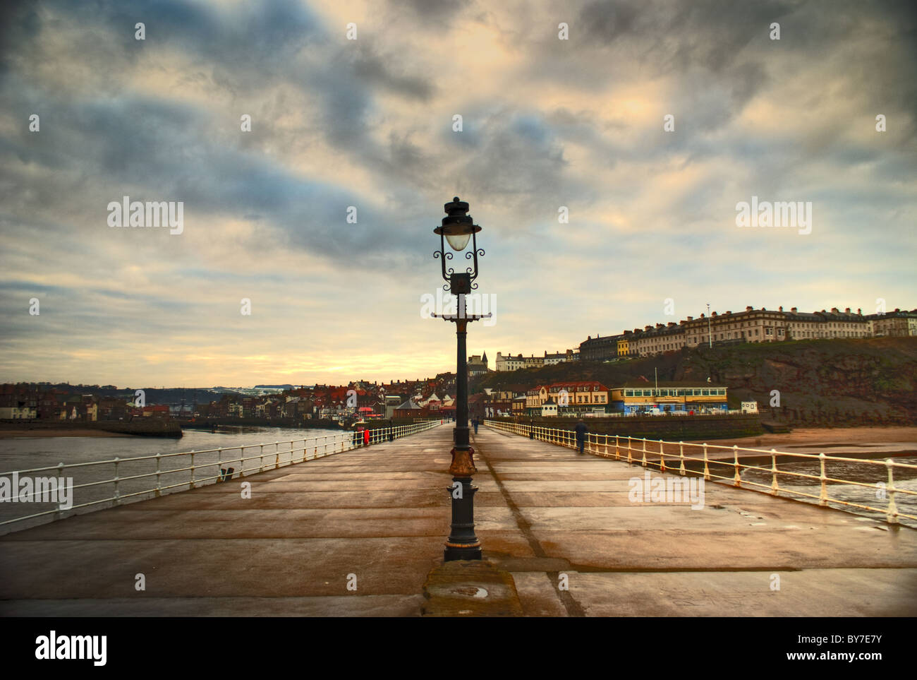 Whitby Harbour Light Stock Photo Alamy