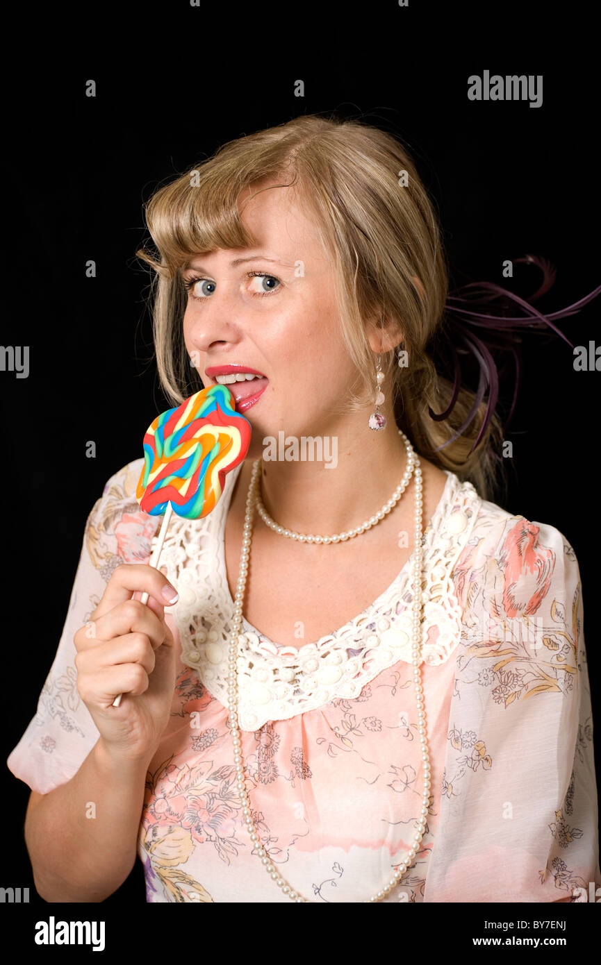 women with lollipop Stock Photo - Alamy