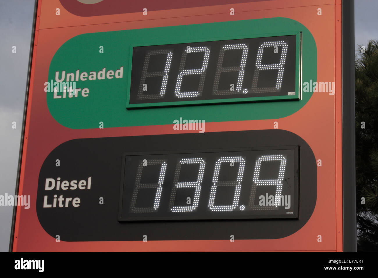 22/1/10 Alphington Exeter UK Sainsbury petrol station. Fuel Prices set to rise again Stock Photo