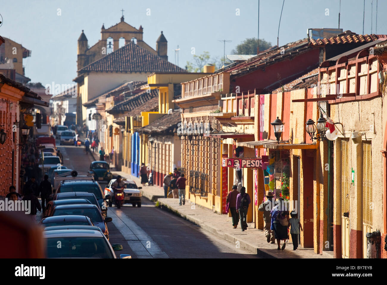 Street scene in San Cristobal de las Casas, Chiapas, Mexico Stock Photo