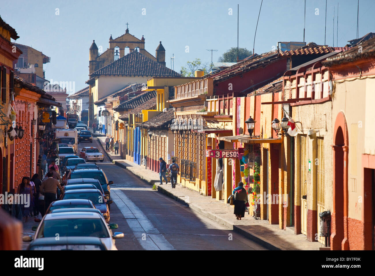 Street scene in San Cristobal de las Casas, Chiapas, Mexico Stock Photo