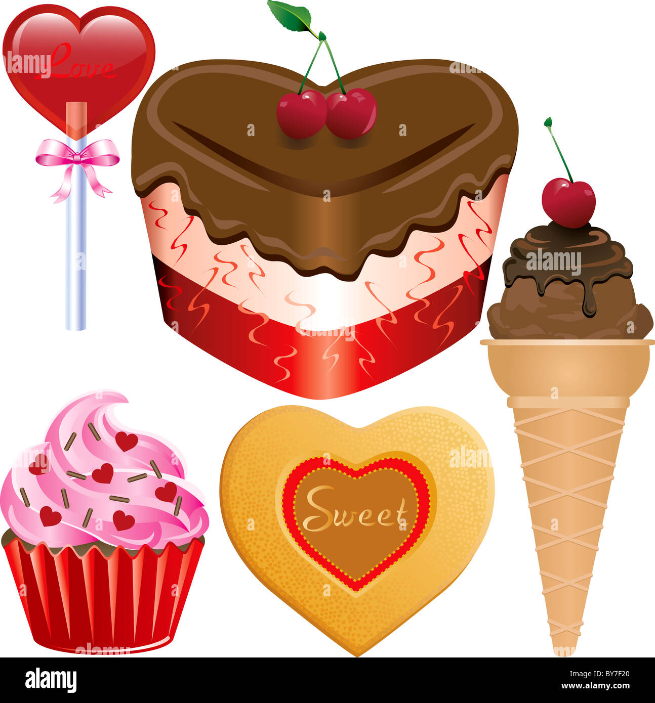 Valentin Sweets Graphics Vector Illustration of five different Valentine Sweets Stock Photo - Alamy