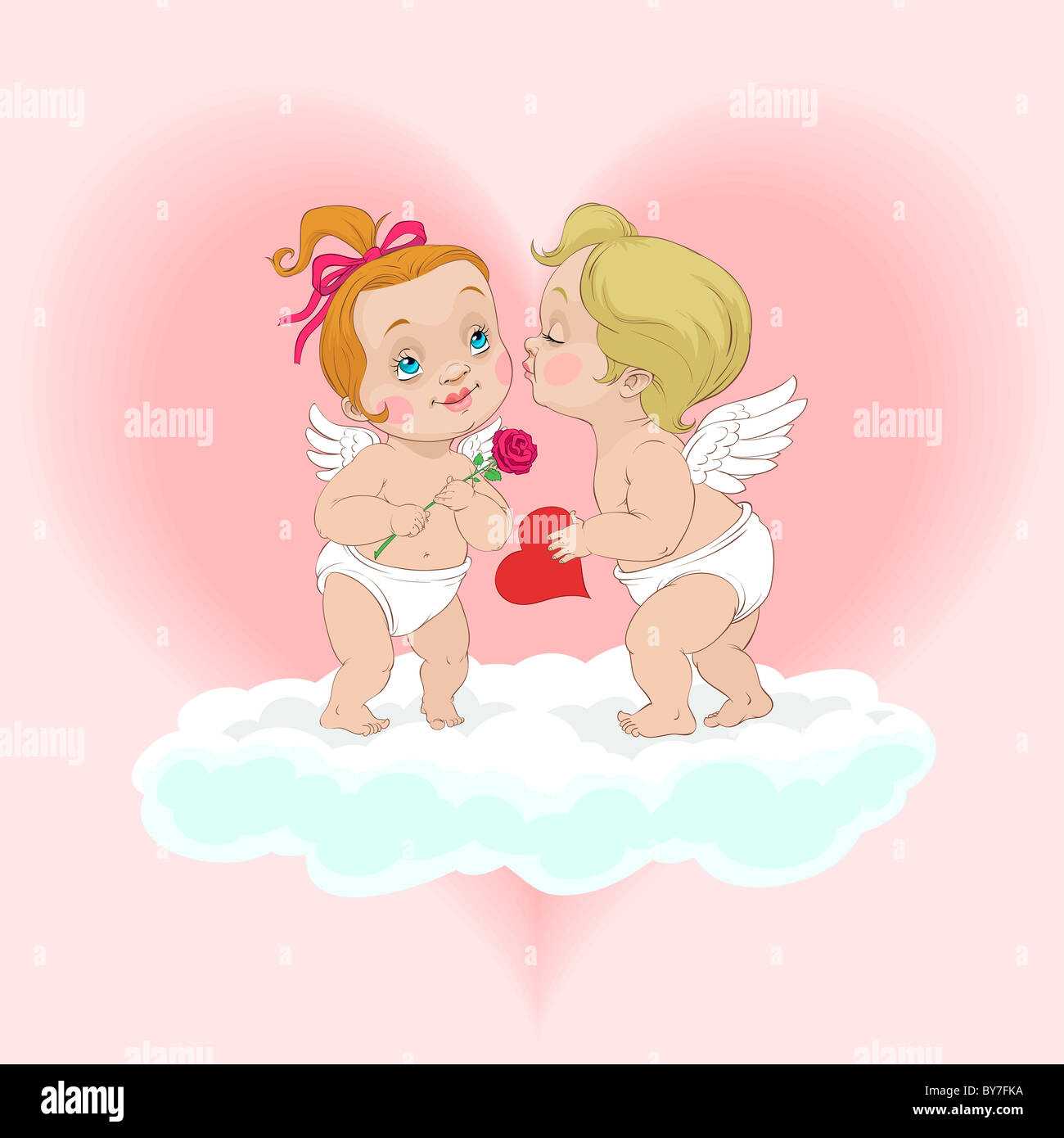 Valentine's Day Angel kiss Stock Photo