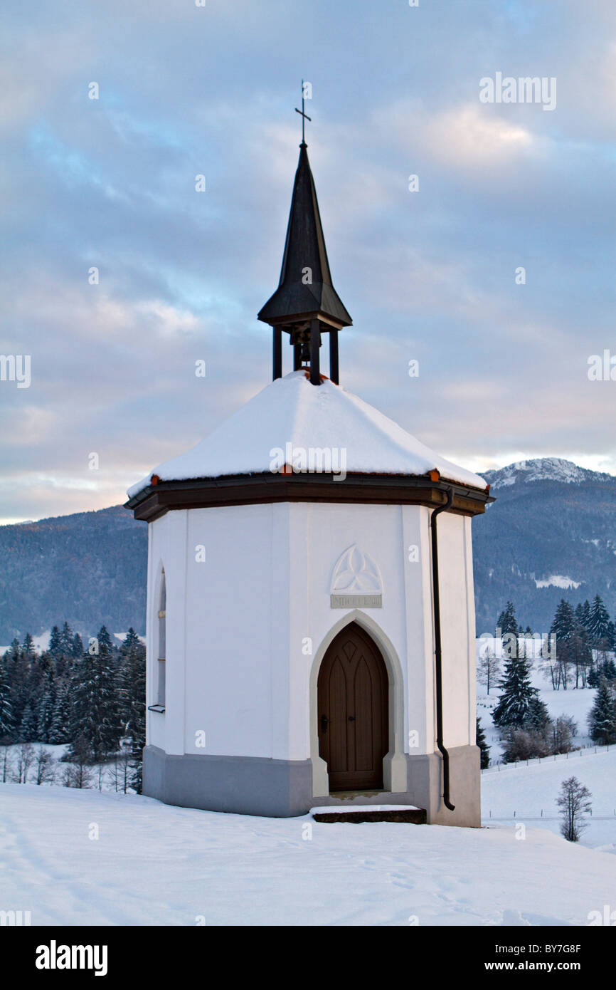 Chapel in Winter, Germany, Upper Bavaria Stock Photo