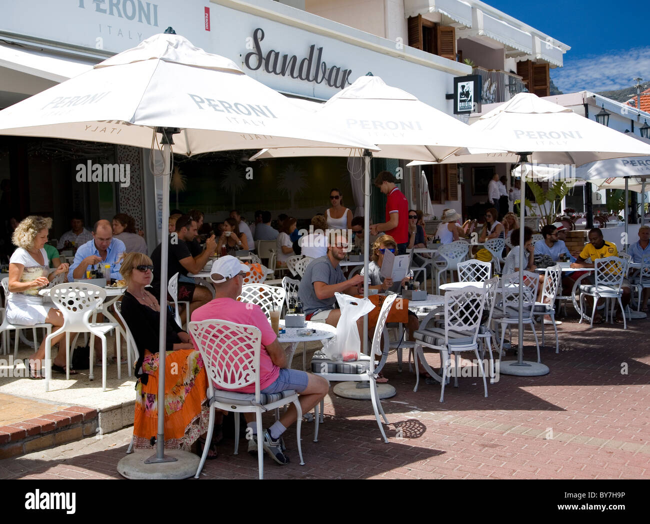 Sandbar cafe in Camps Bay Stock Photo